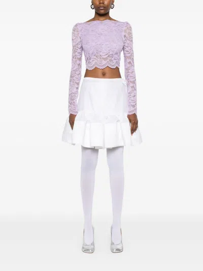 Rabanne Lavender Lace-effect Top With Boat Neckline