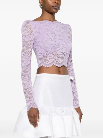 Rabanne Lavender Lace-effect Top With Boat Neckline