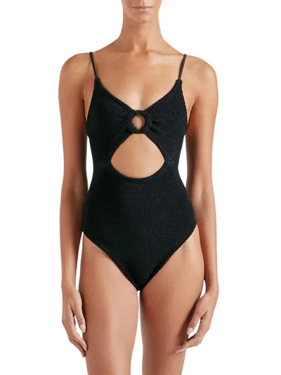 Hunza G Crystal Swim With Tonal Hoops In Black