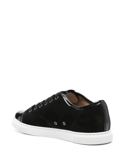 Lanvin Calf Suede Sneakers Metal Eyelet In Black