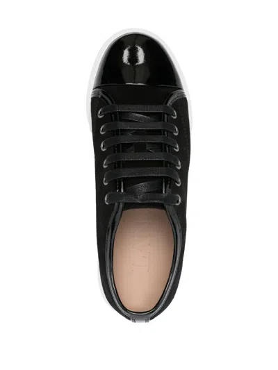 Lanvin Calf Suede Sneakers Metal Eyelet In Black
