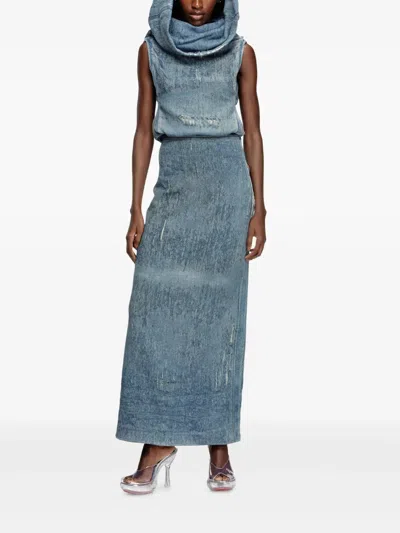 Diesel Megan Distressed High-waisted Long Skirt