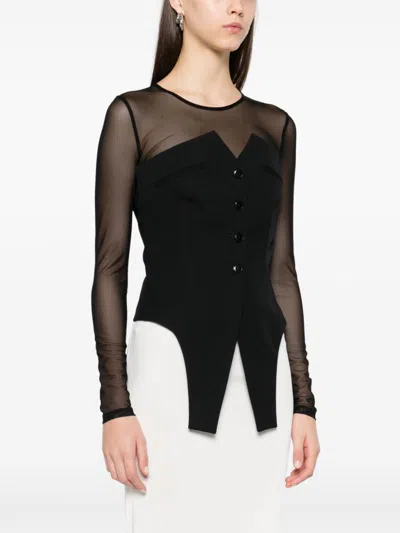 Alexander Wang Deconstructed Wool Vest Top Clothing In Black