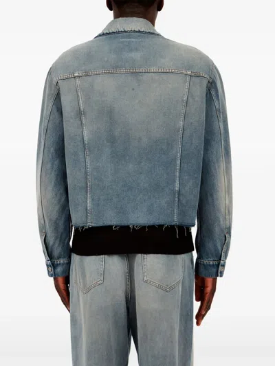 Mm6 Maison Margiela Men's Paint Splashed Denim Jacket In Blue