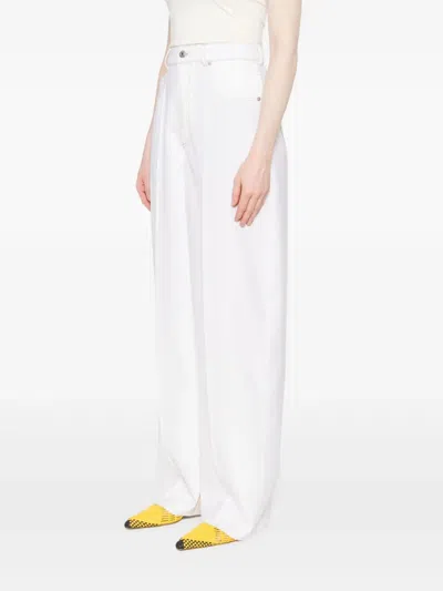 Bottega Veneta Denim Wide Leg Trousers Clothing In White