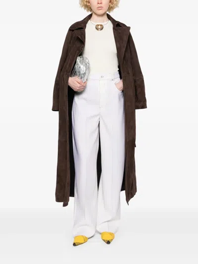 Bottega Veneta Denim Wide Leg Trousers Clothing In White