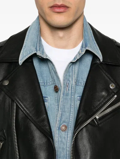 Tom Ford Light Blue Western Panel Shirt With Flap Pockets In Blue