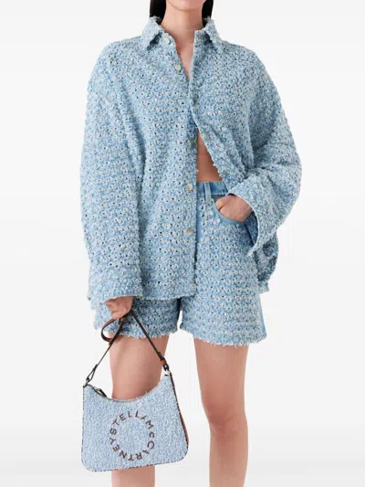 Stella Mccartney Denim Shorts With Frayed Texture And Pockets