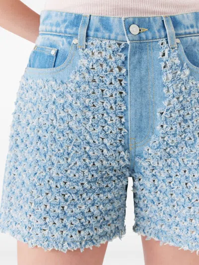 Stella Mccartney Denim Shorts With Frayed Texture And Pockets
