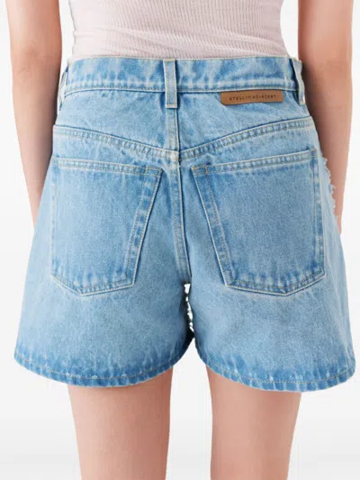 Stella Mccartney Denim Shorts With Frayed Texture And Pockets