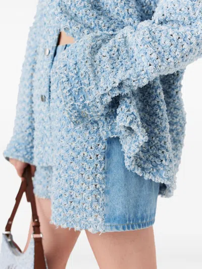 Stella Mccartney Denim Shorts With Frayed Texture And Pockets