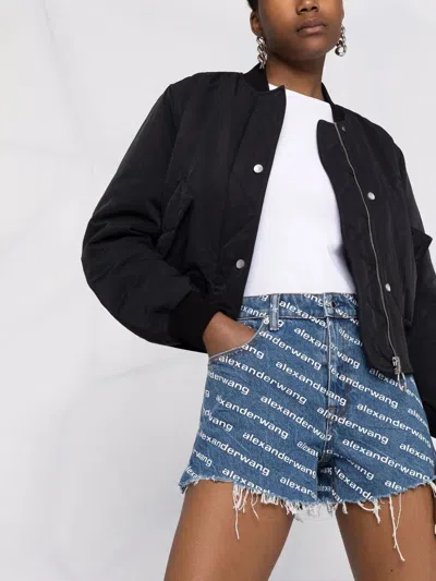 Alexander Wang Bite Logo Cotton Denim Shorts