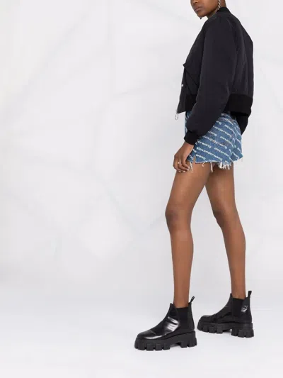 Alexander Wang Bite Logo Cotton Denim Shorts