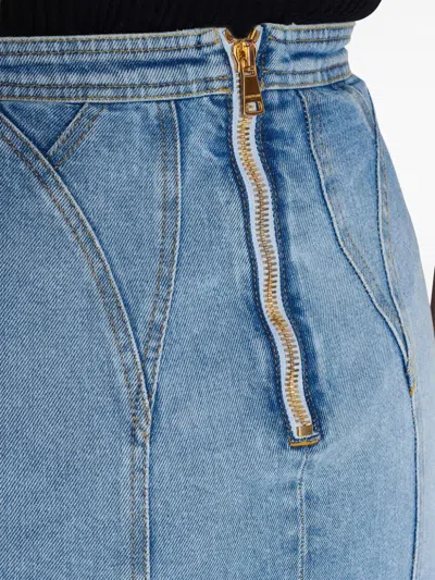 Balmain Denim Skirt In Blue