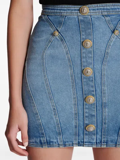 Balmain Denim Skirt In Blue