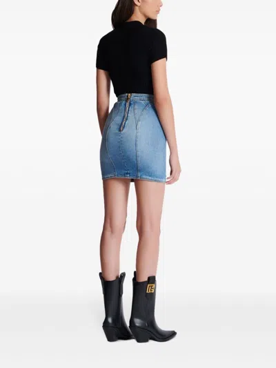 Balmain Denim Skirt In Blue