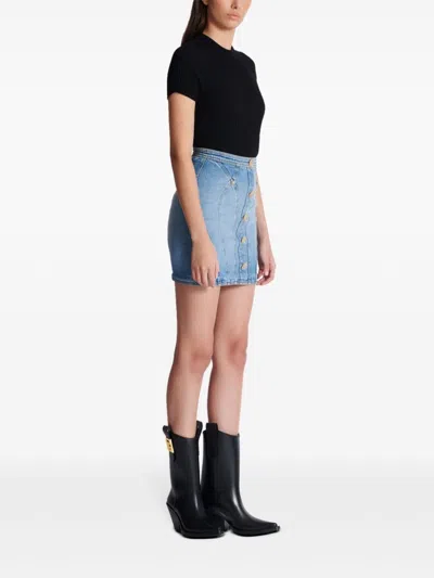 Balmain Denim Skirt In Blue