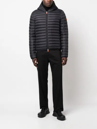 Save The Duck Donald Hooded Puffer Jacket In Black