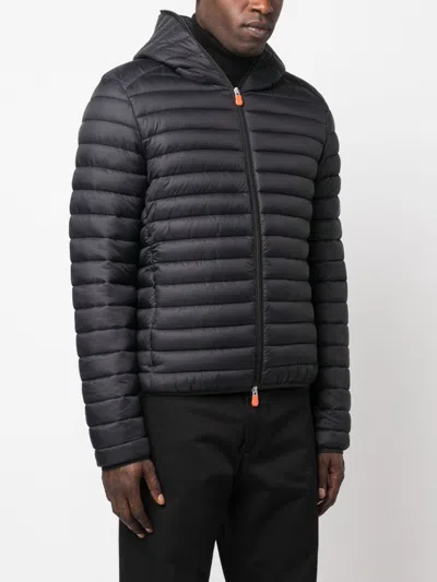 Save The Duck Donald Hooded Puffer Jacket In Black