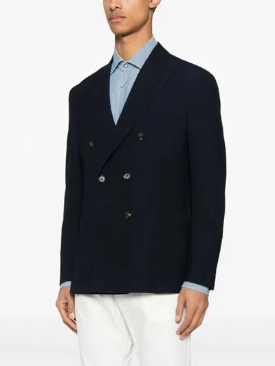 Eleventy Double-breasted Jacket With Notched Lapels In Black