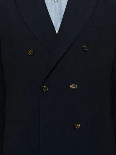 Eleventy Double-breasted Jacket With Notched Lapels In Black