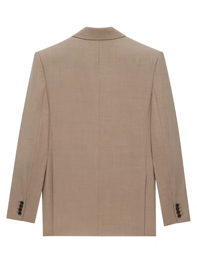 Saint Laurent Double-breasted Jacket In Caviar Wool