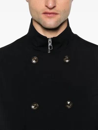 Montecore Double-breasted Black Jacket With Metallic Accents In Black
