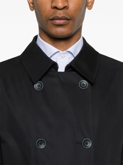 Herno Double-breasted Trench Coat In Dean In Black
