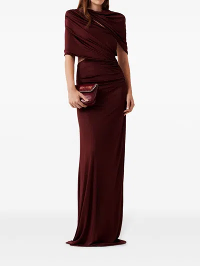 Stella Mccartney Draped Cape Gown In Burgundy