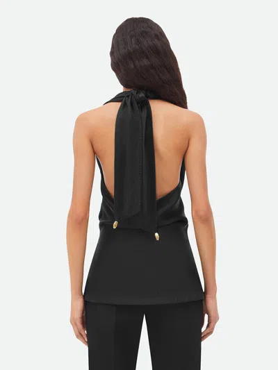 Bottega Veneta Top Drappeggiato In Viscosa Fluida In Black