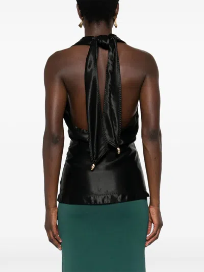 Bottega Veneta Top Drappeggiato In Viscosa Fluida In Black
