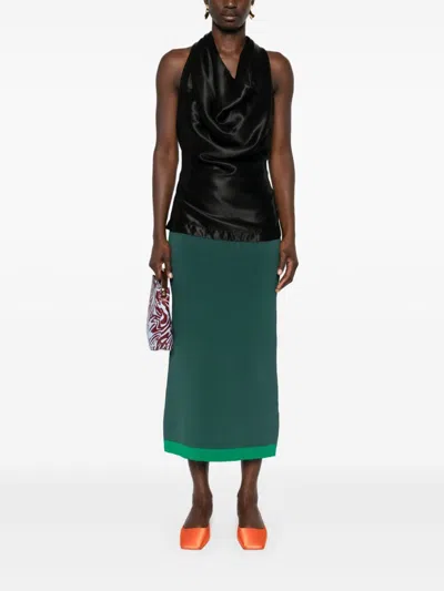Bottega Veneta Top Drappeggiato In Viscosa Fluida In Black