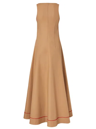 Fendi Stitched Maxi Dress Scoop Neckline In Brown