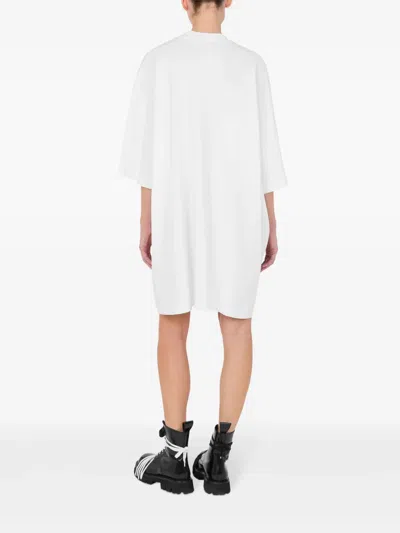 Moschino Crew Neck Oversized Fit Graphic Print Dress In White