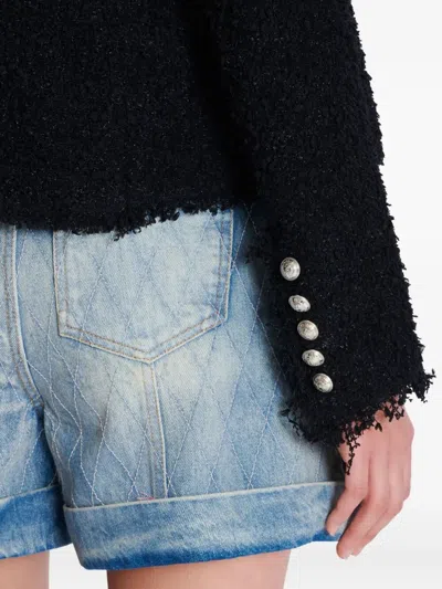 Balmain Tweed Jacket With Frayed Edges And Gold-tone Buttons