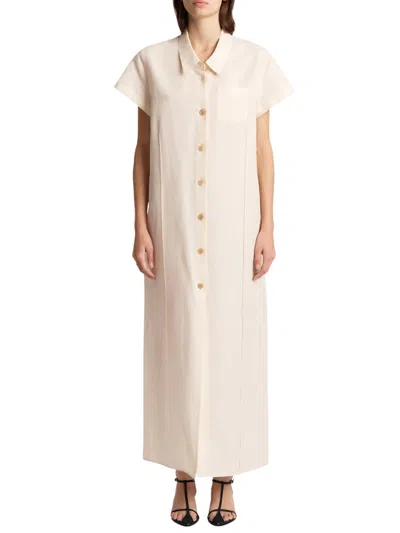 Khaite Effy Silk And Cotton-blend Organza Midi Shirt Dress