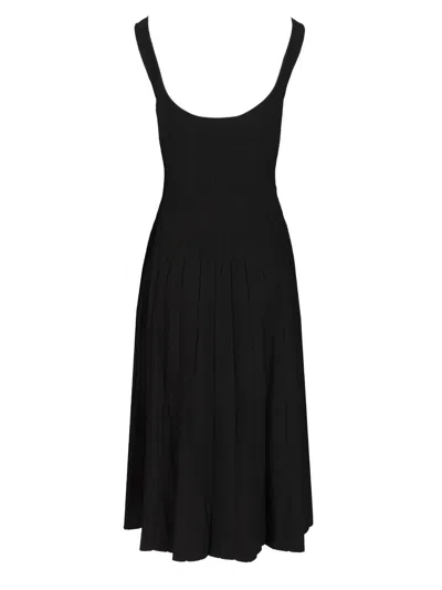 Staud Ellison Pleated Ribbed-knit Midi Dress