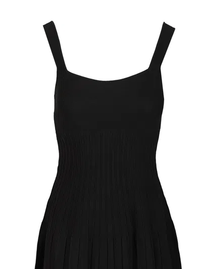 Staud Ellison Pleated Ribbed-knit Midi Dress
