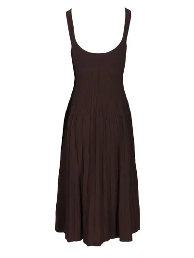 Staud Sleeveless Ellison Midi Dress In Brown