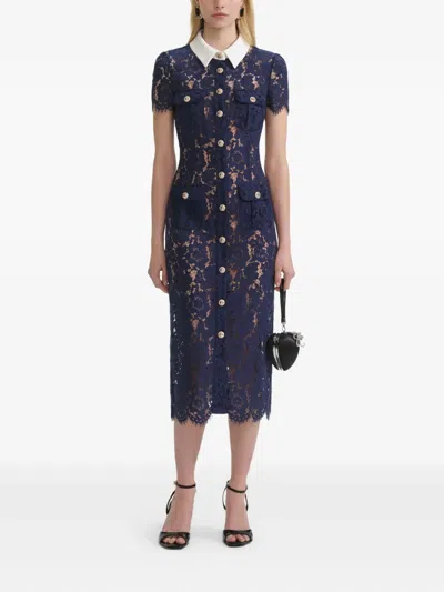 Self-portrait Self Portrait Women Lace Contrast Collar Midi Dress