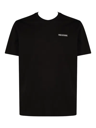 Paul & Shark Embroidered Logo Crew Neck T-shirt In Black