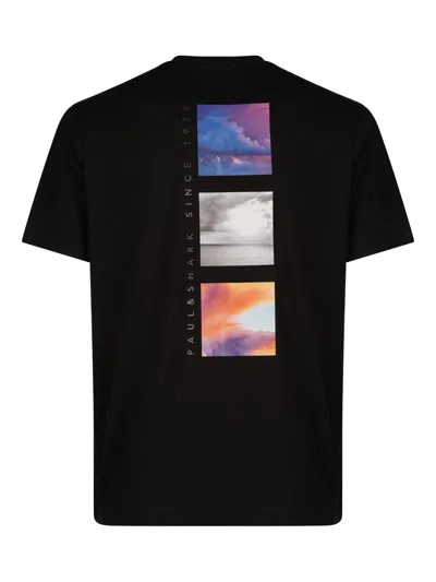 Paul & Shark Embroidered Logo Crew Neck T-shirt In Black