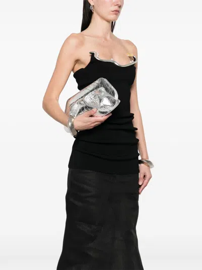 Themoirè Clutch "emera" In Silver