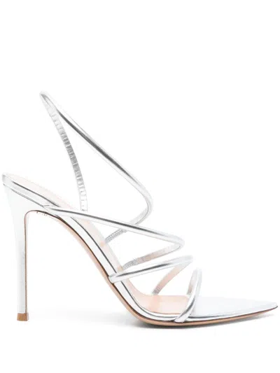 Gianvito Rossi Ettie 105 Stiletto Heel In Silk Silver In Metallic