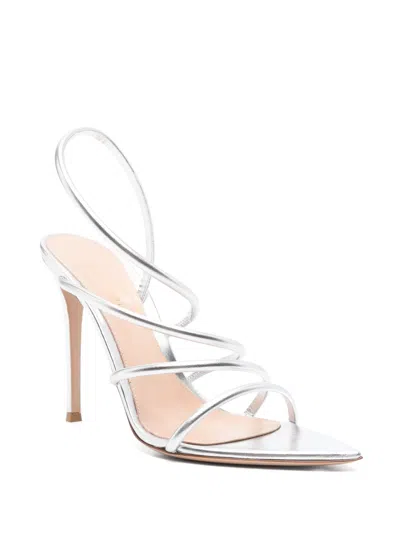 Gianvito Rossi Ettie 105 Stiletto Heel In Silk Silver In Metallic