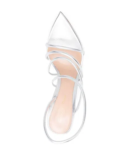 Gianvito Rossi Ettie 105 Stiletto Heel In Silk Silver In Metallic