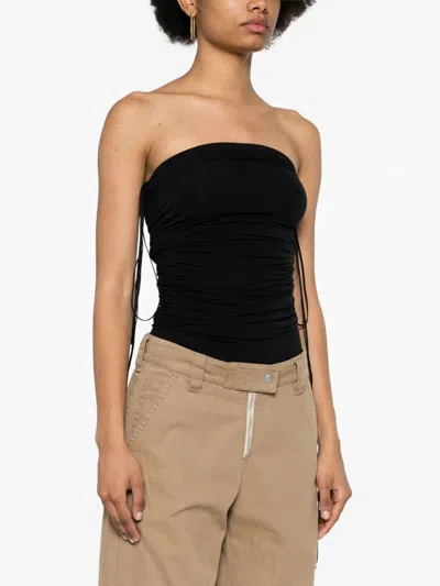 Wolford Fatal Draping Jersey Bodysuit In Black