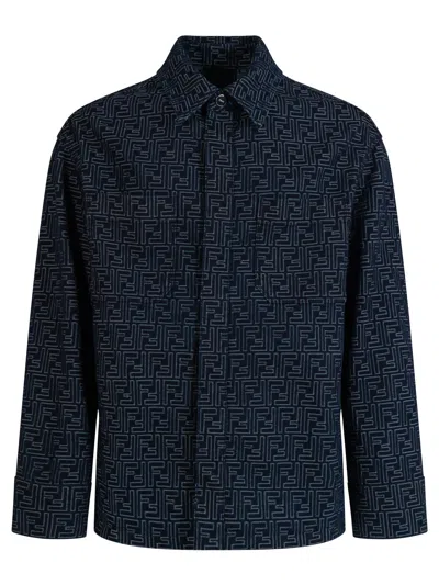 Fendi Giubbino In Denim Ricamato Uomo In Blue