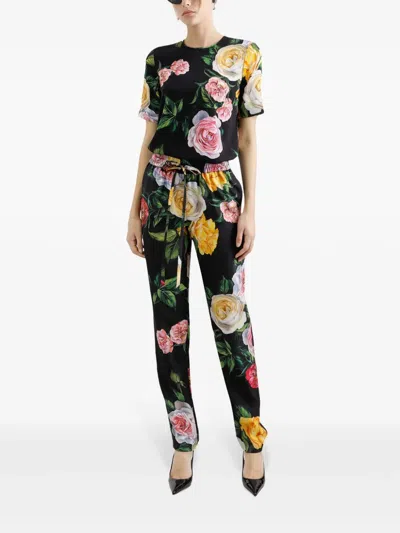 Dolce & Gabbana Floral-print Blouse In Black