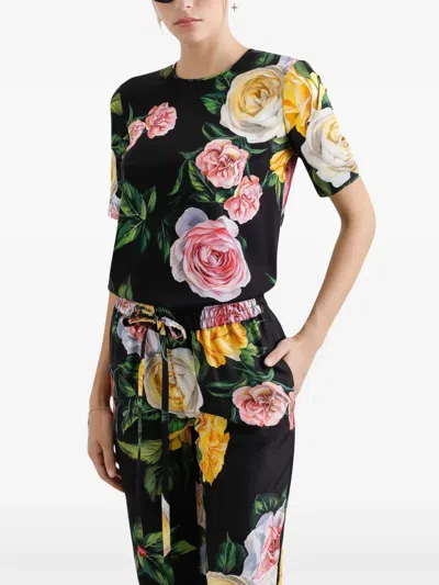 Dolce & Gabbana Floral-print Blouse In Black